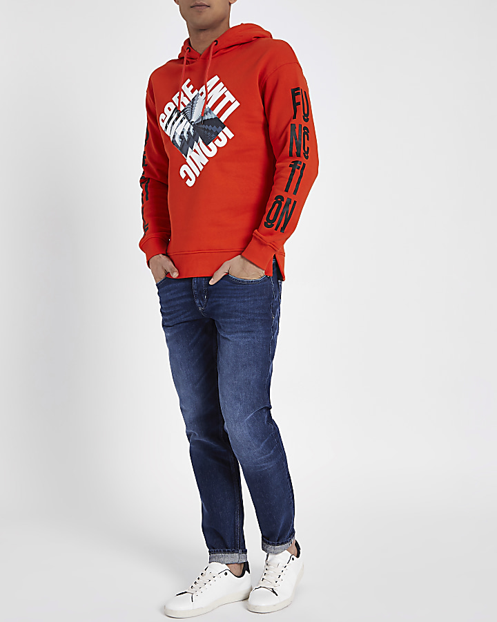 Jack & Jones Core red 'iconic' hoodie
