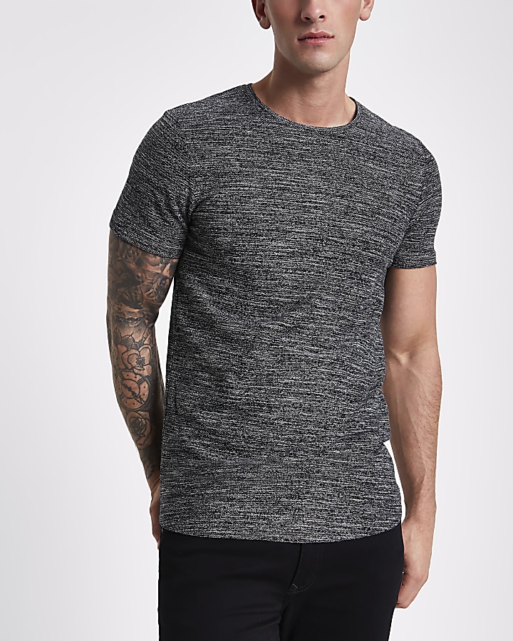 Jack & Jones dark grey textured T-shirt
