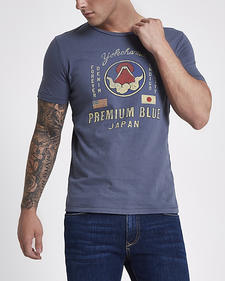 Jack & Jones Premium blue print T-shirt