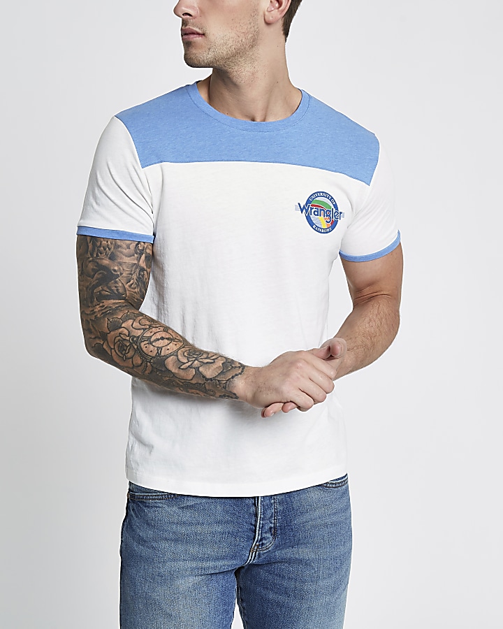 Wrangler blue short sleeve contrast T-shirt