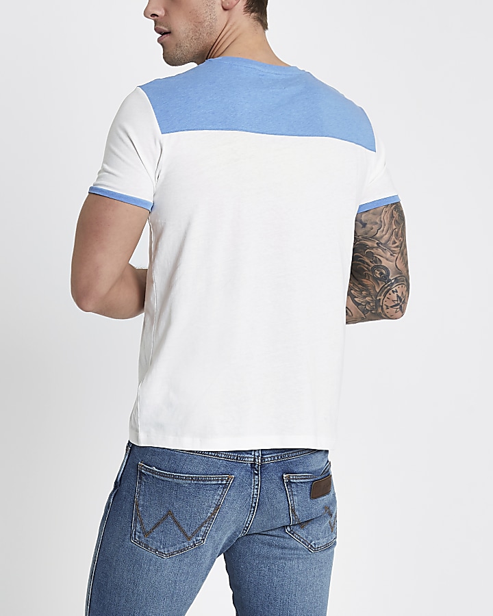 Wrangler blue short sleeve contrast T-shirt