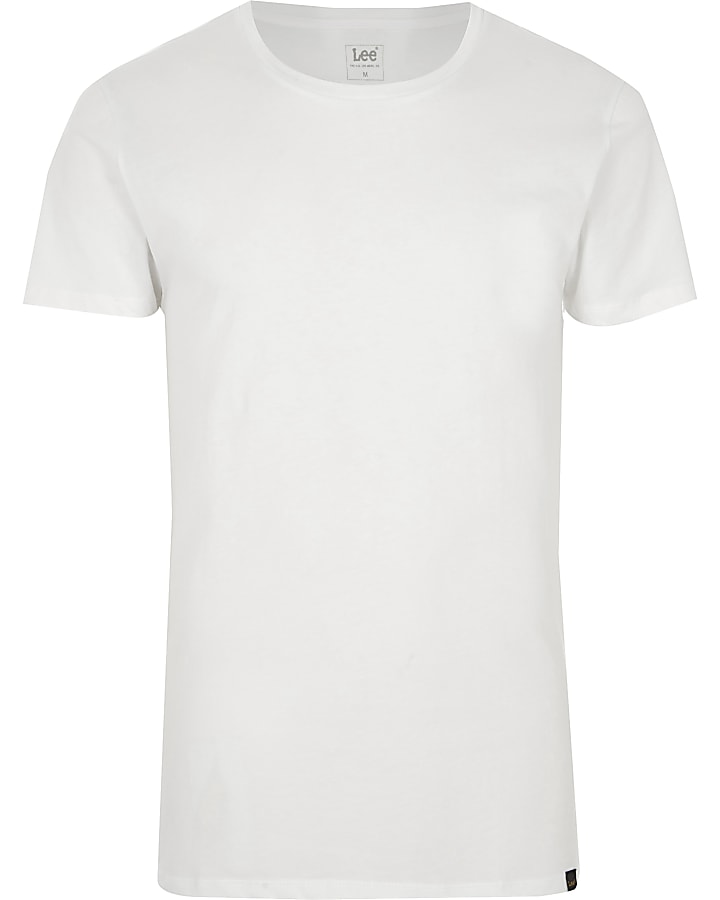 Lee white crew neck short sleeve T-shirt