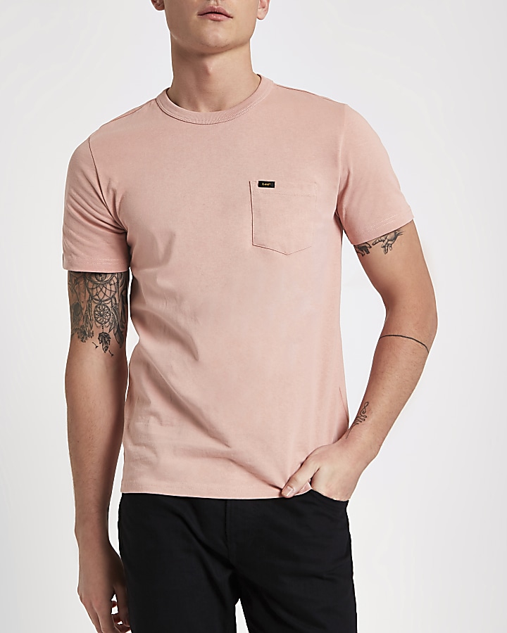 Lee pink pocket crew neck T-shirt