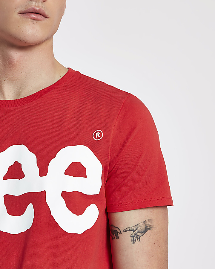 Lee red logo print crew neck T-shirt