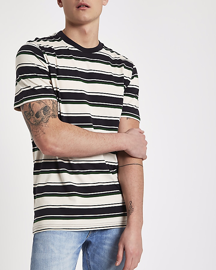 Lee black stripe print crew neck T-shirt