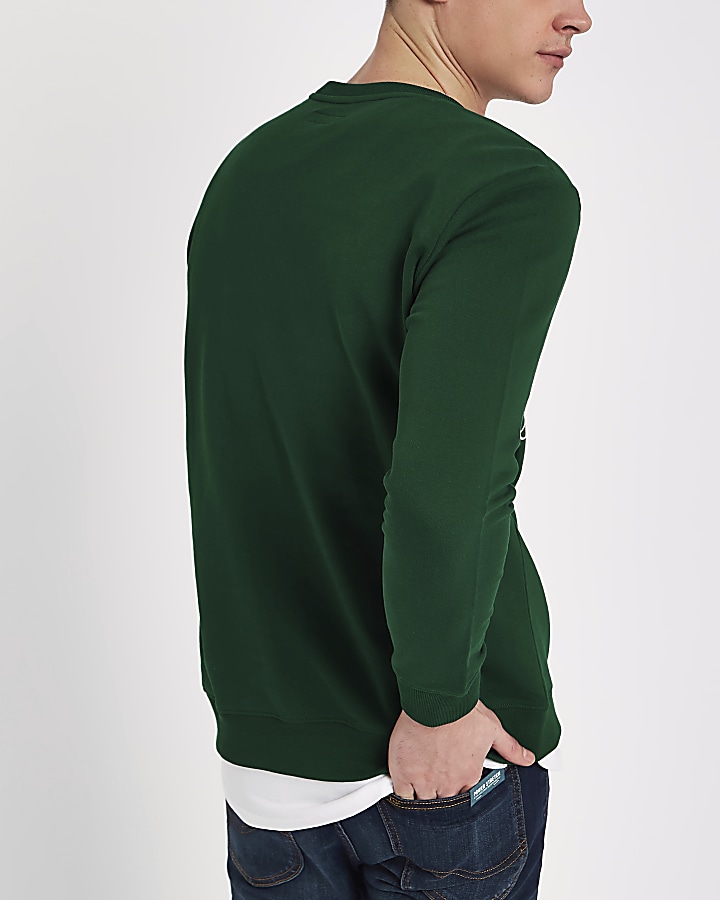 Lee dark green logo print crew sweatshirt