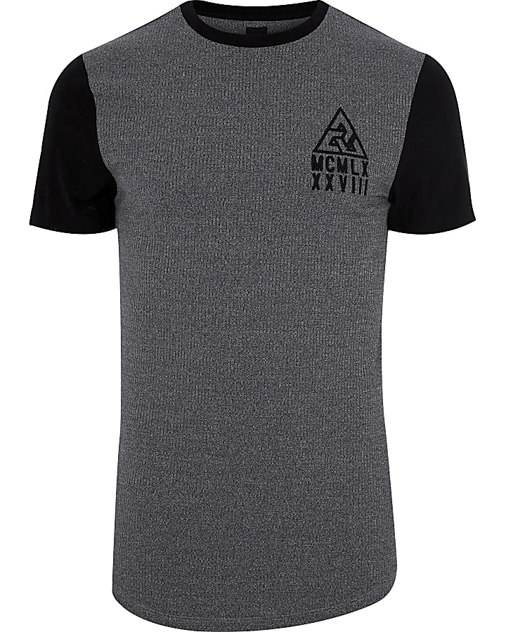 Grey Concept ribbed muscle fit T-shirt