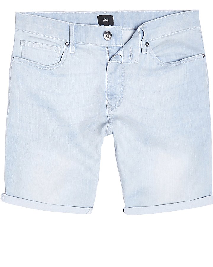 Light blue skinny fit denim shorts