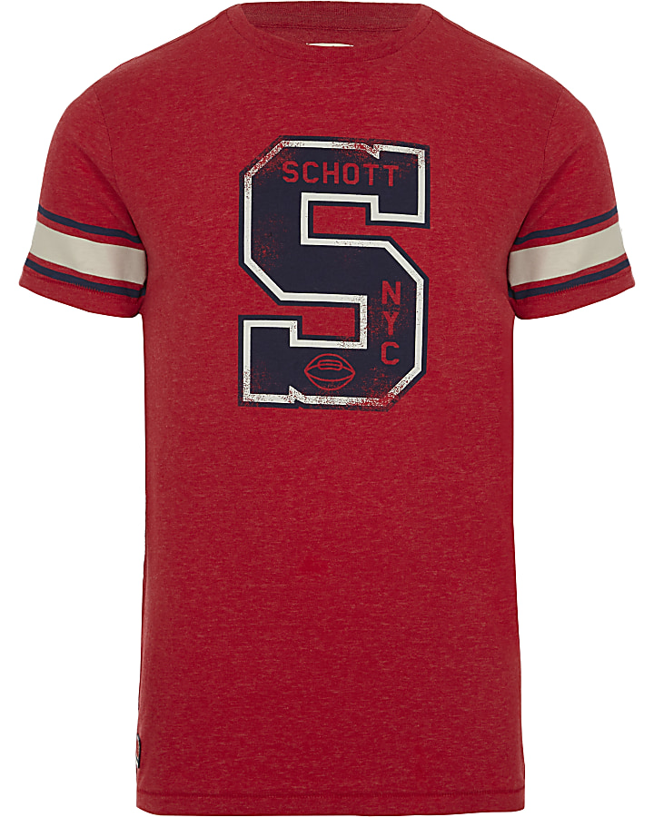 Schott red print baseball T-shirt