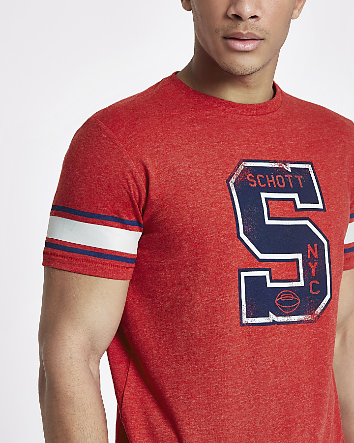 Schott red print baseball T-shirt