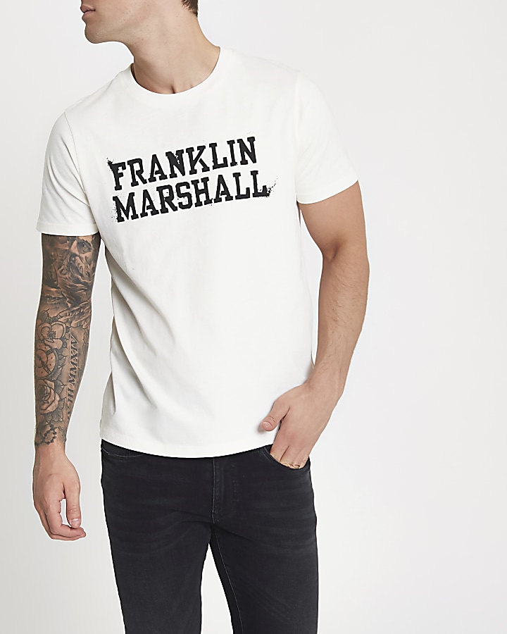 Franklin & Marshall white print T-shirt