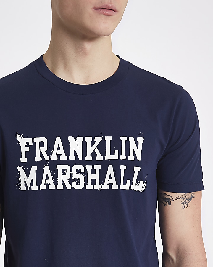 Franklin & Marshall navy print T-shirt