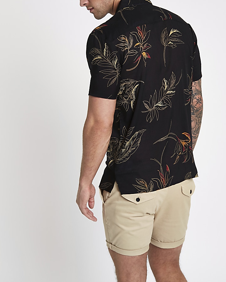 Bellfield black floral print shirt