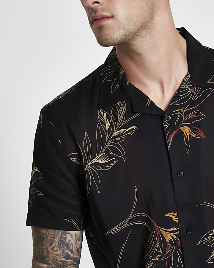 Bellfield black floral print shirt