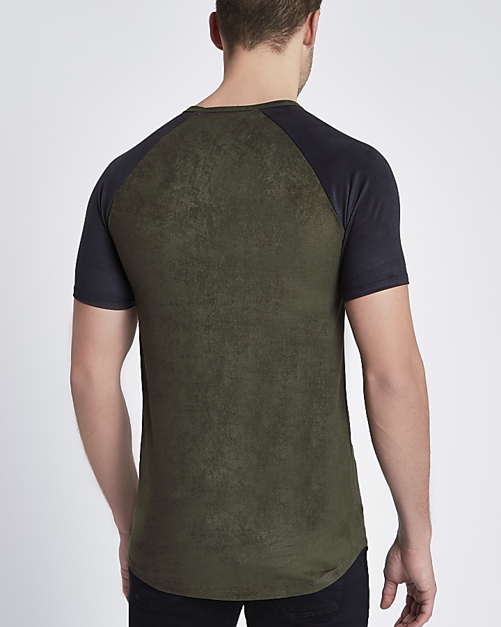 Green Concept faux suede muscle fit T-shirt
