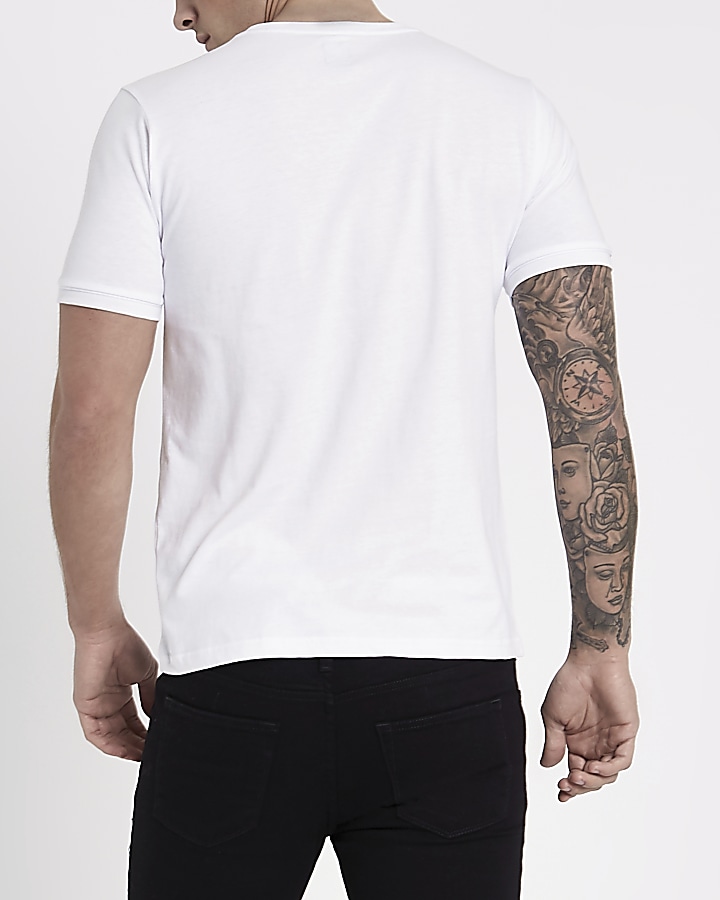 White slim fit skull studded T-shirt