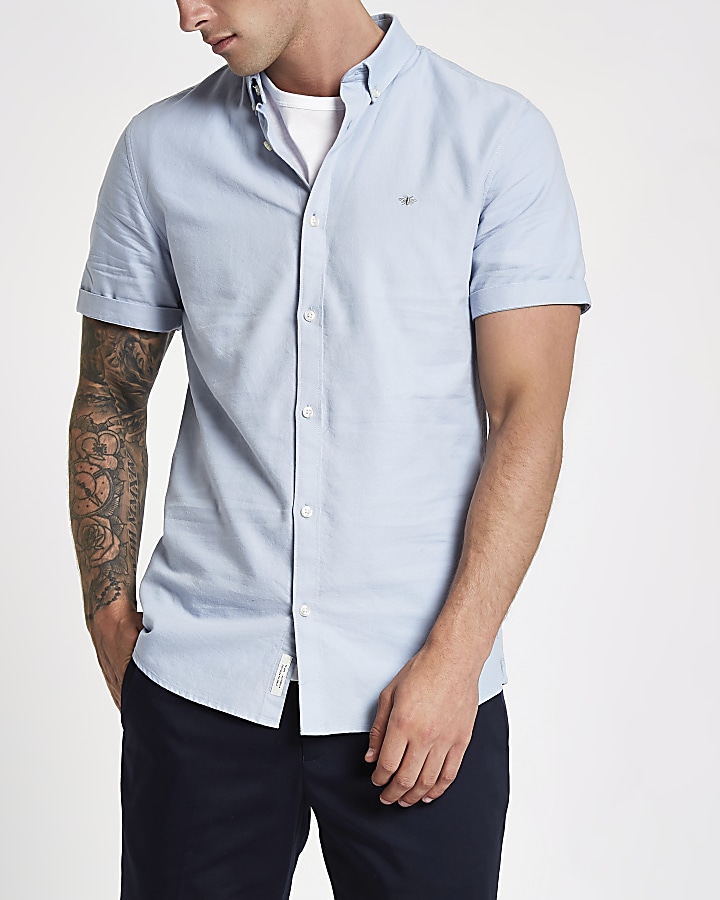 Blue wasp embroidered Oxford shirt
