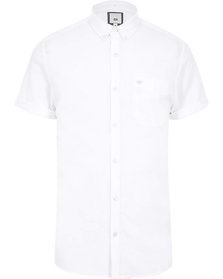 White wasp embroidered Oxford shirt