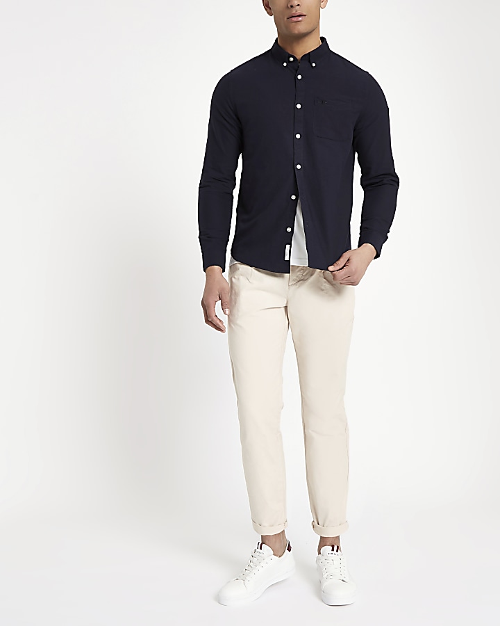 Navy wasp embroidered Oxford shirt