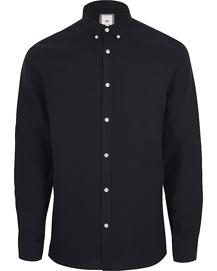 Navy wasp embroidered Oxford shirt