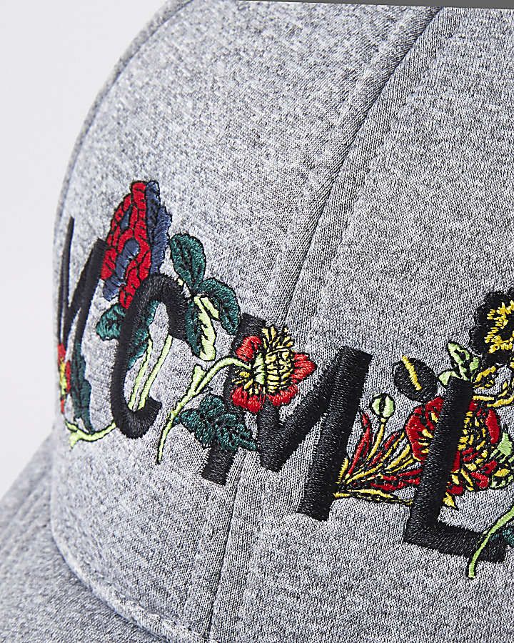 Grey 'MCMLX' embroidered scuba baseball cap