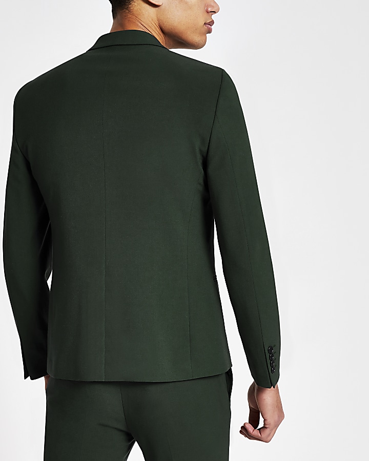 Dark green super skinny suit jacket