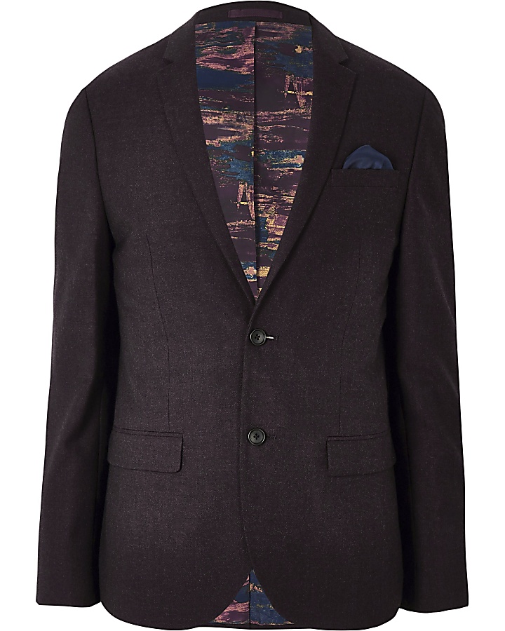 Dark purple skinny fit suit jacket