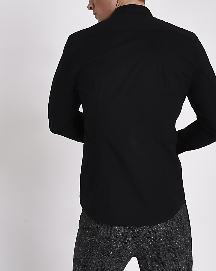 Black muscle fit long sleeve shirt
