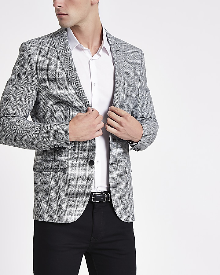 Grey check super skinny fit blazer