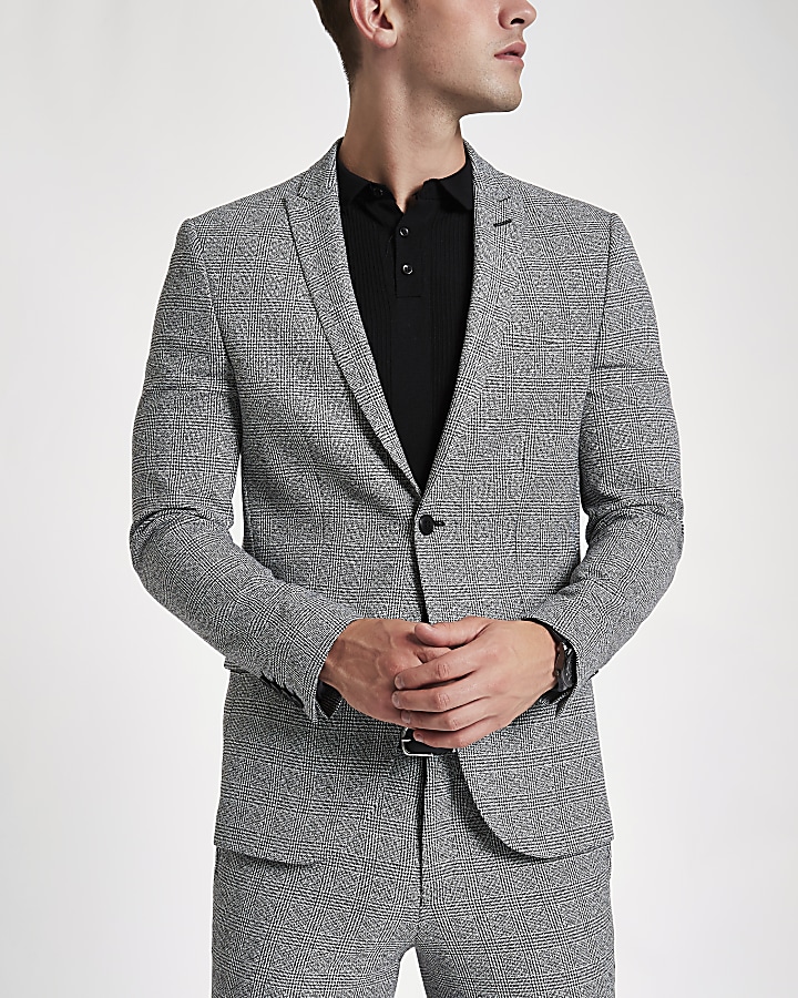 Grey check super skinny fit blazer