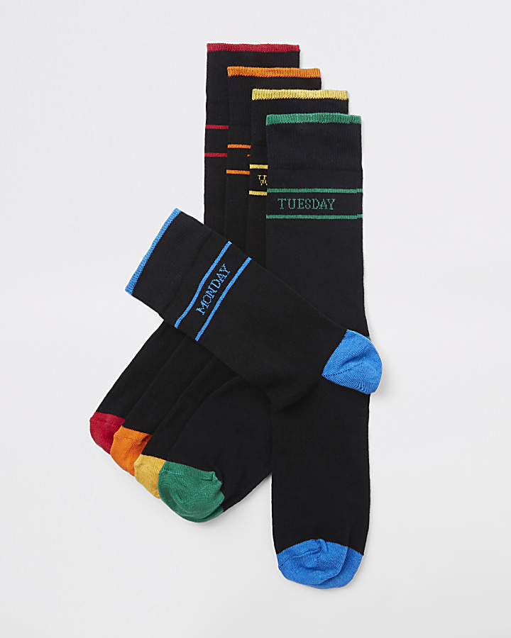 Black weekday print socks multipack
