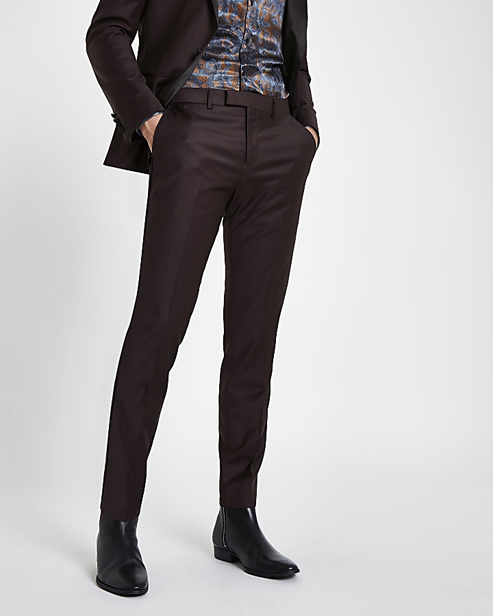 RI 30 burgundy skinny fit suit trousers