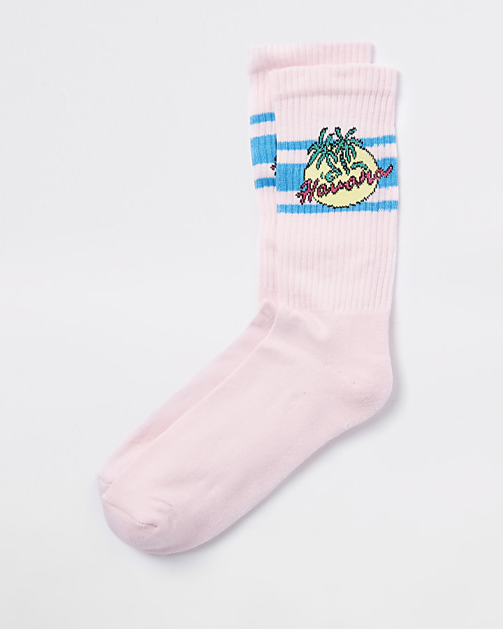 Pink Havana print socks