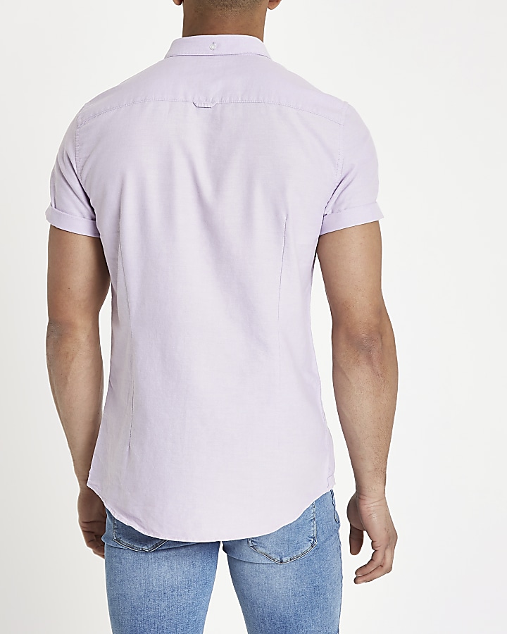 Purple short sleeve Oxford shirt