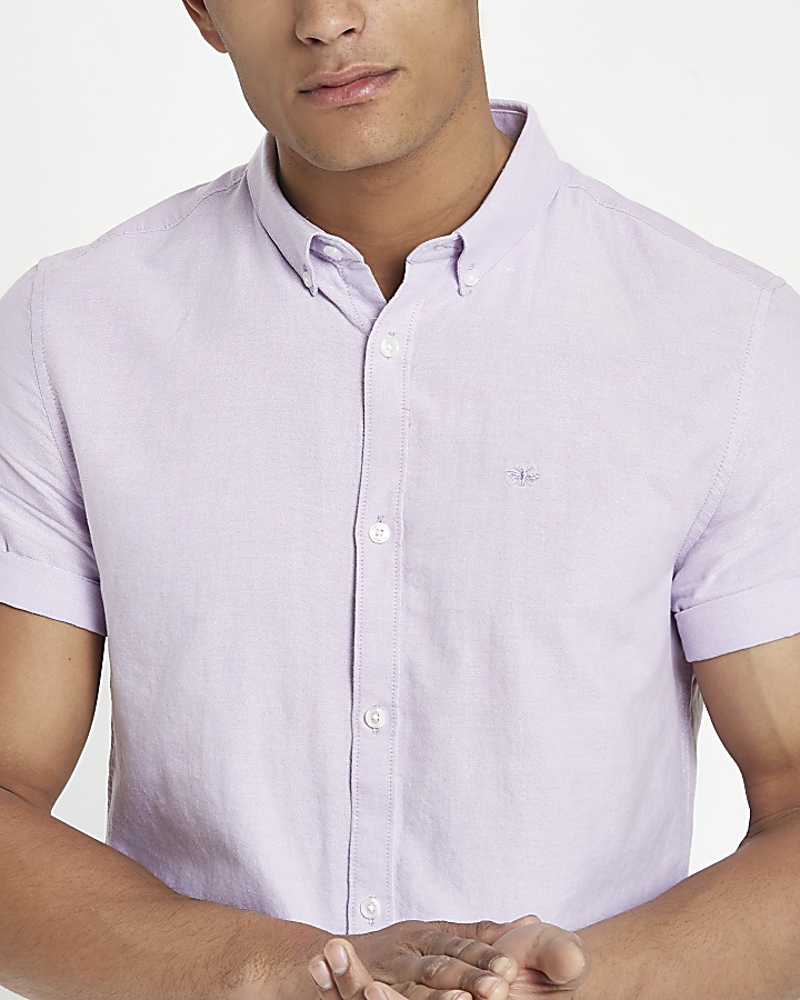 Purple short sleeve Oxford shirt