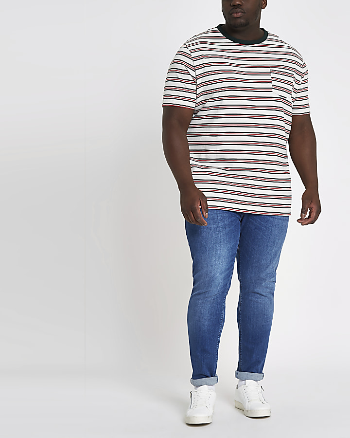 Big and Tall white stripe slim fit T-shirt