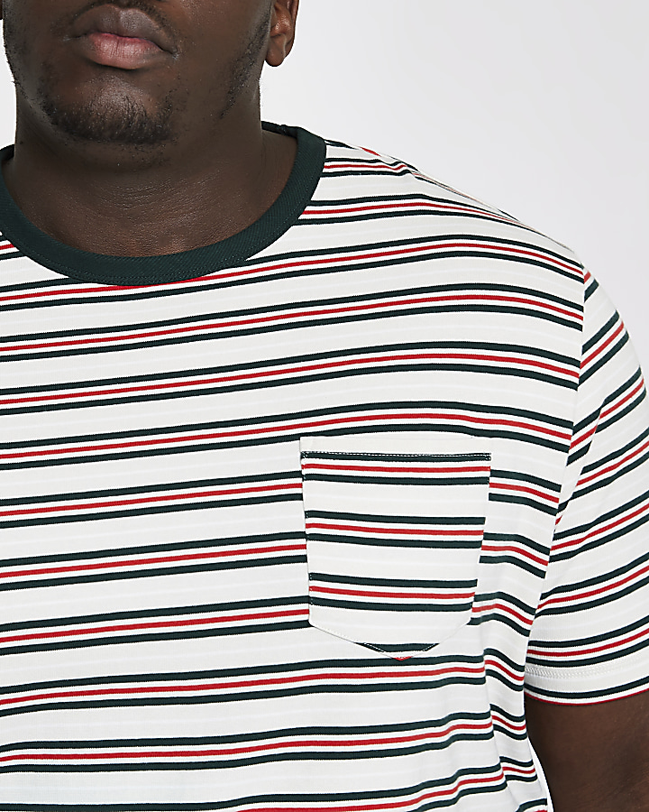 Big and Tall white stripe slim fit T-shirt