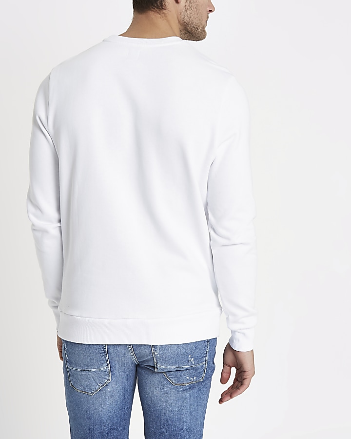 White 'NYC' wasp print long sleeve sweatshirt