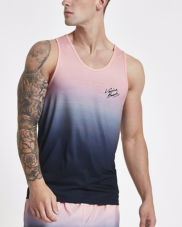 Pink fade ‘Venice beach’ slim fit vest top