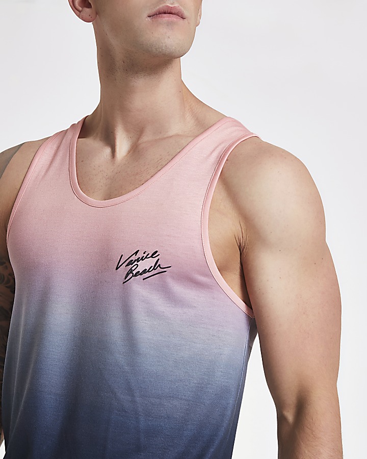 Pink fade ‘Venice beach’ slim fit vest top