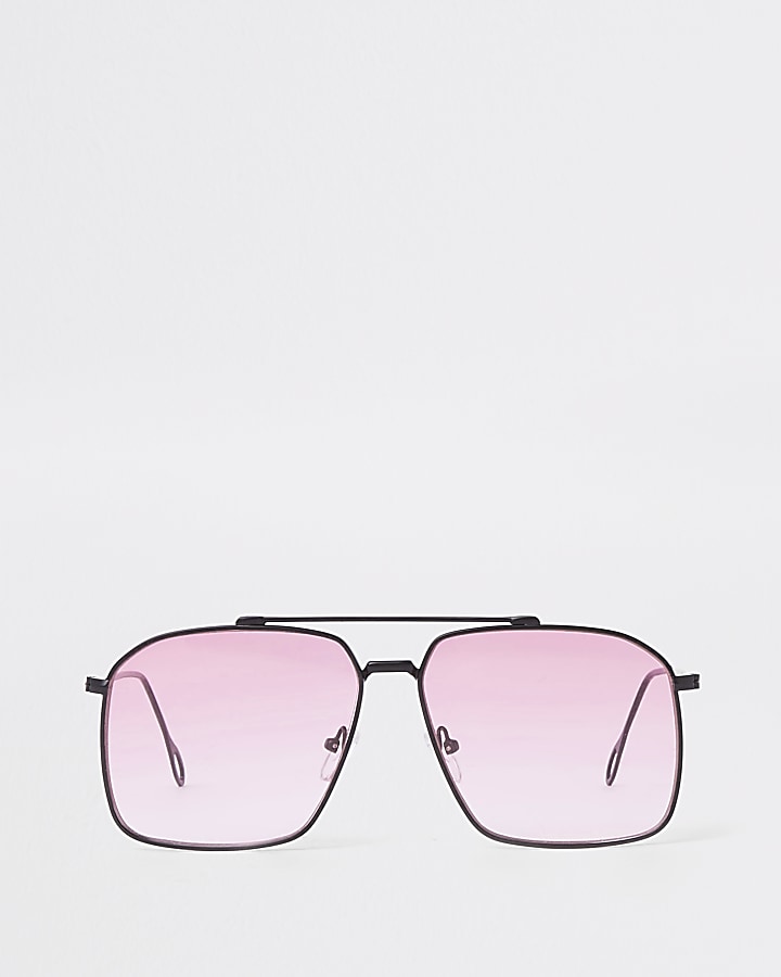 Pink square lens aviator sunglasses