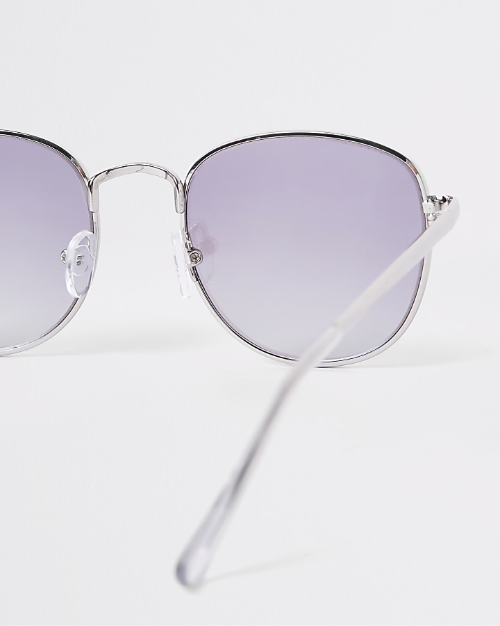 Silver tone revo lens round sunglasses