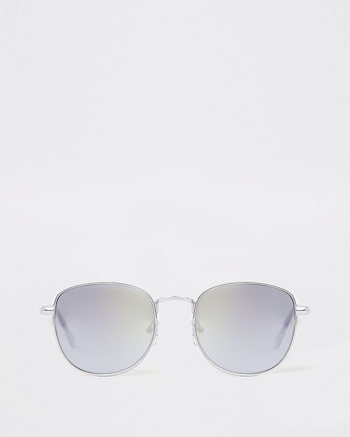 Silver tone revo lens round sunglasses