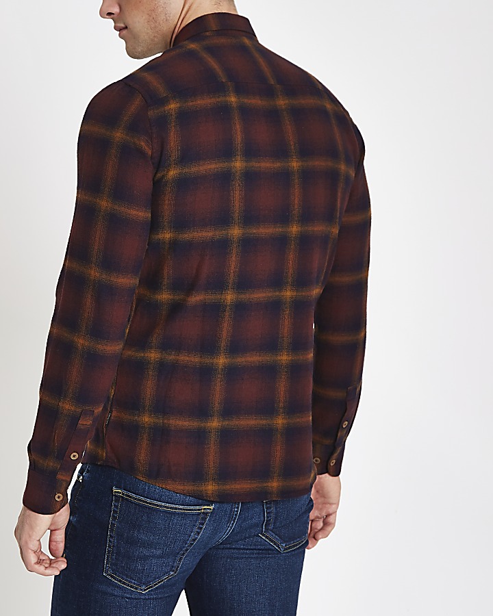 Only & Sons purple check long sleeve shirt