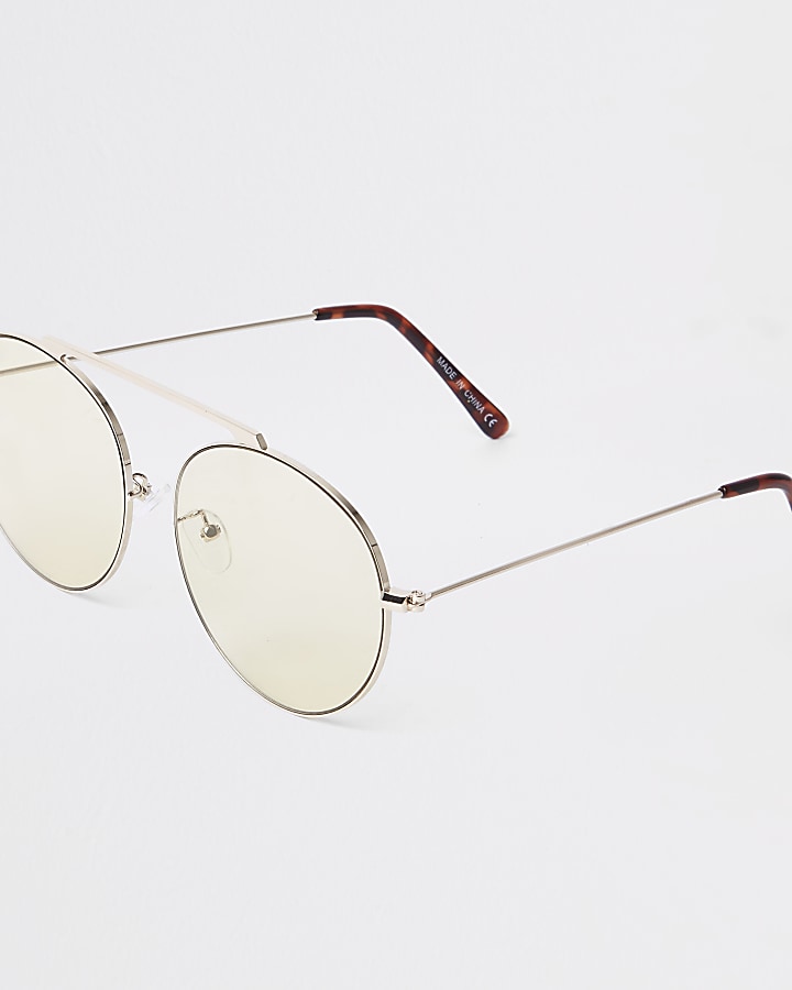 Silver tone bridgeless aviator sunglasses