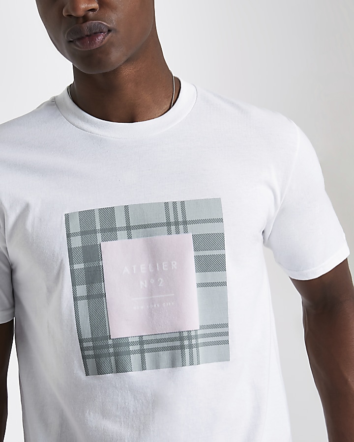 White ‘Atelier’ velvet box print T-shirt