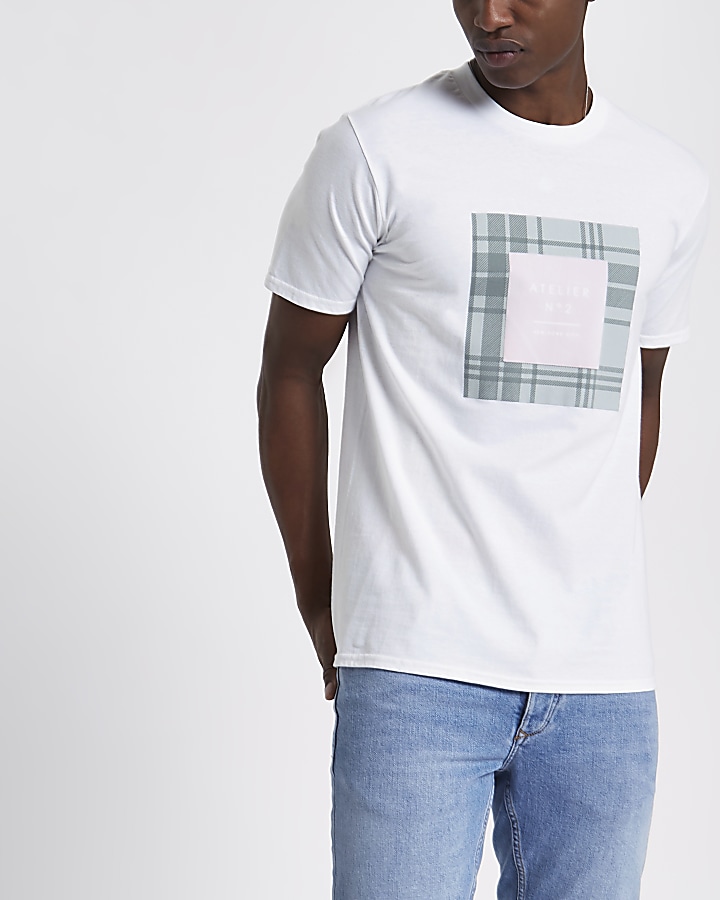 White ‘Atelier’ velvet box print T-shirt