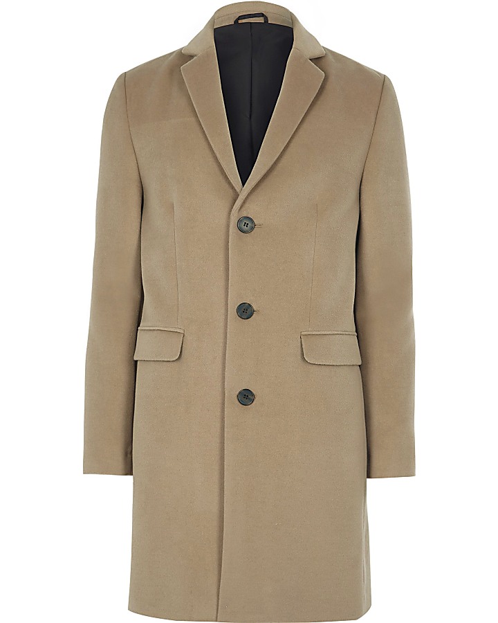 Camel single breasted overcoat