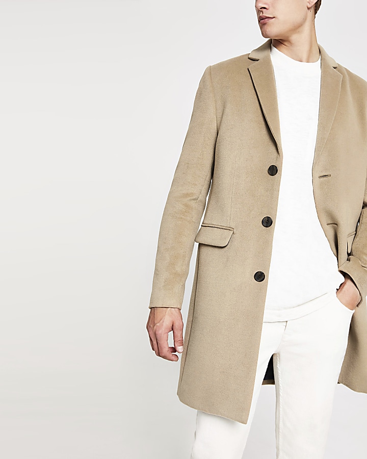 Camel single breasted overcoat
