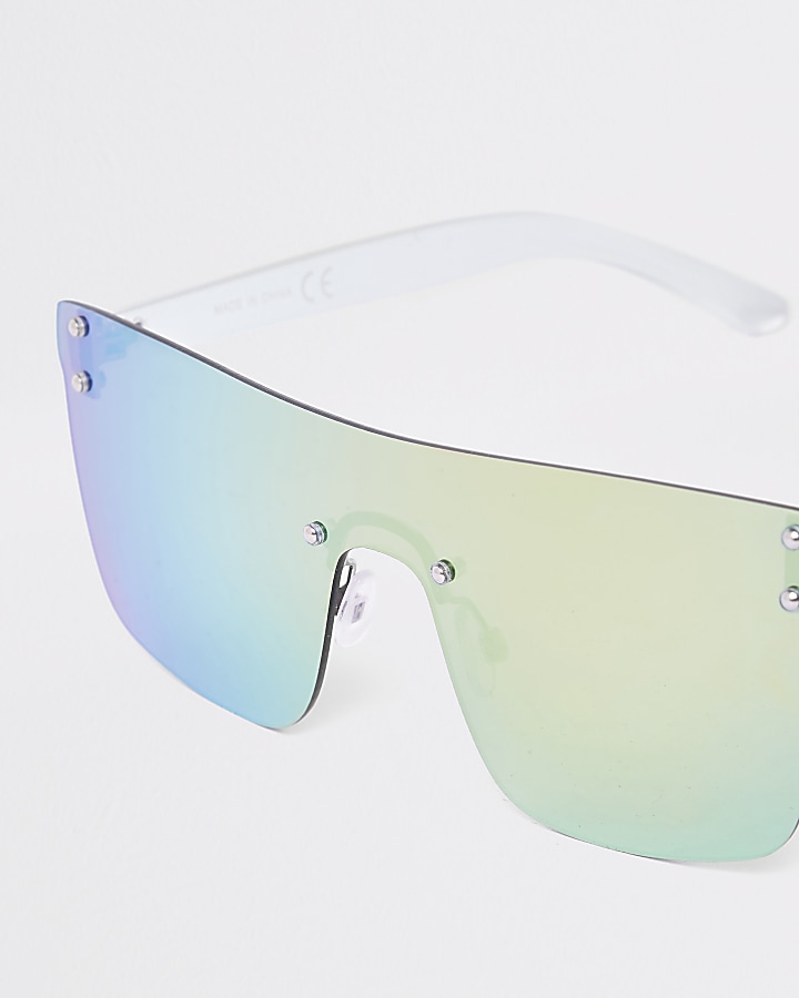 Grey mirrored visor sunglasses